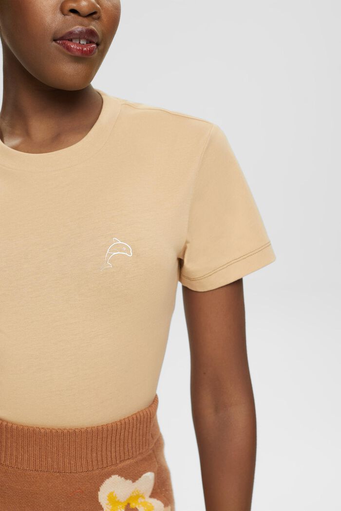 Katoenen T-shirt met dolfijnenprint, SAND, detail image number 2