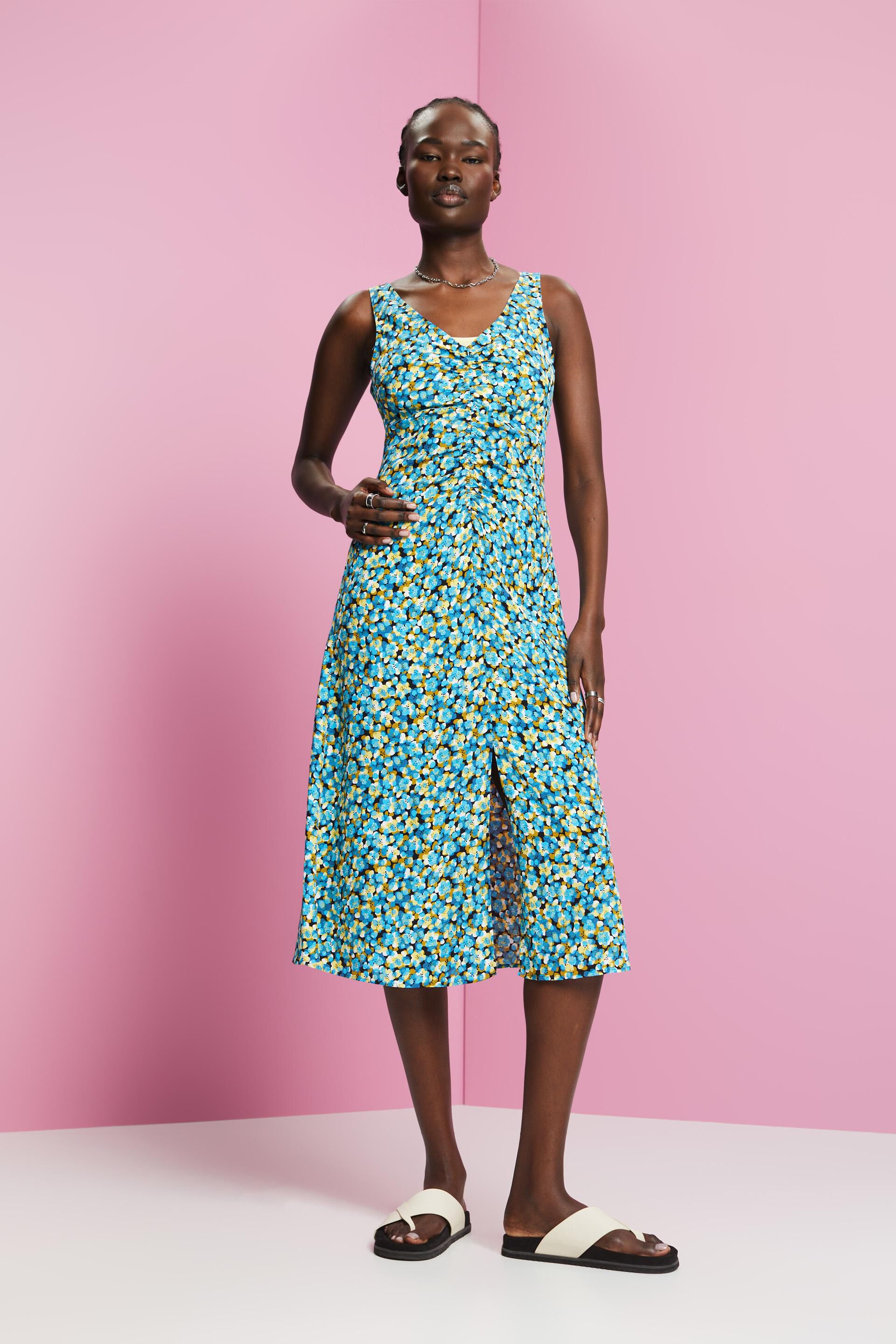invoeren Leggen Geurig ESPRIT - Mouwloze midi-jurk met print all-over at our online shop