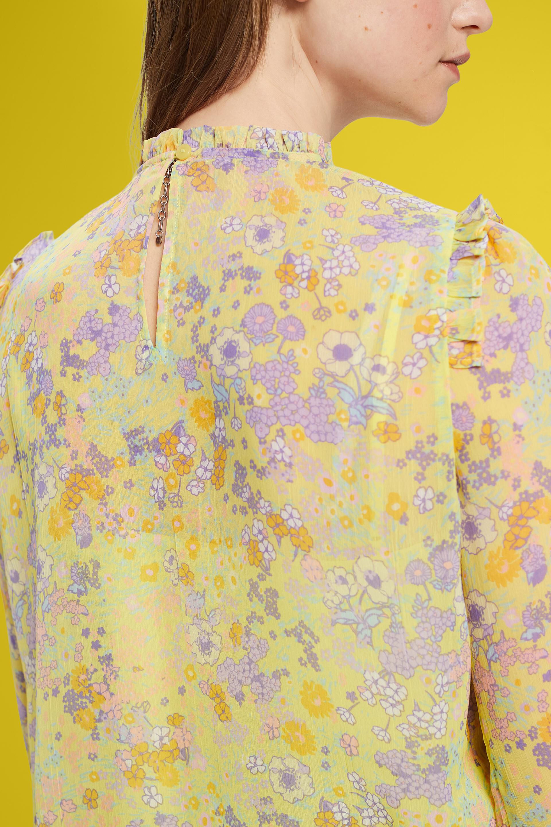 ESPRIT - Blouse en chiffon à fleurs et fronces at our online shop