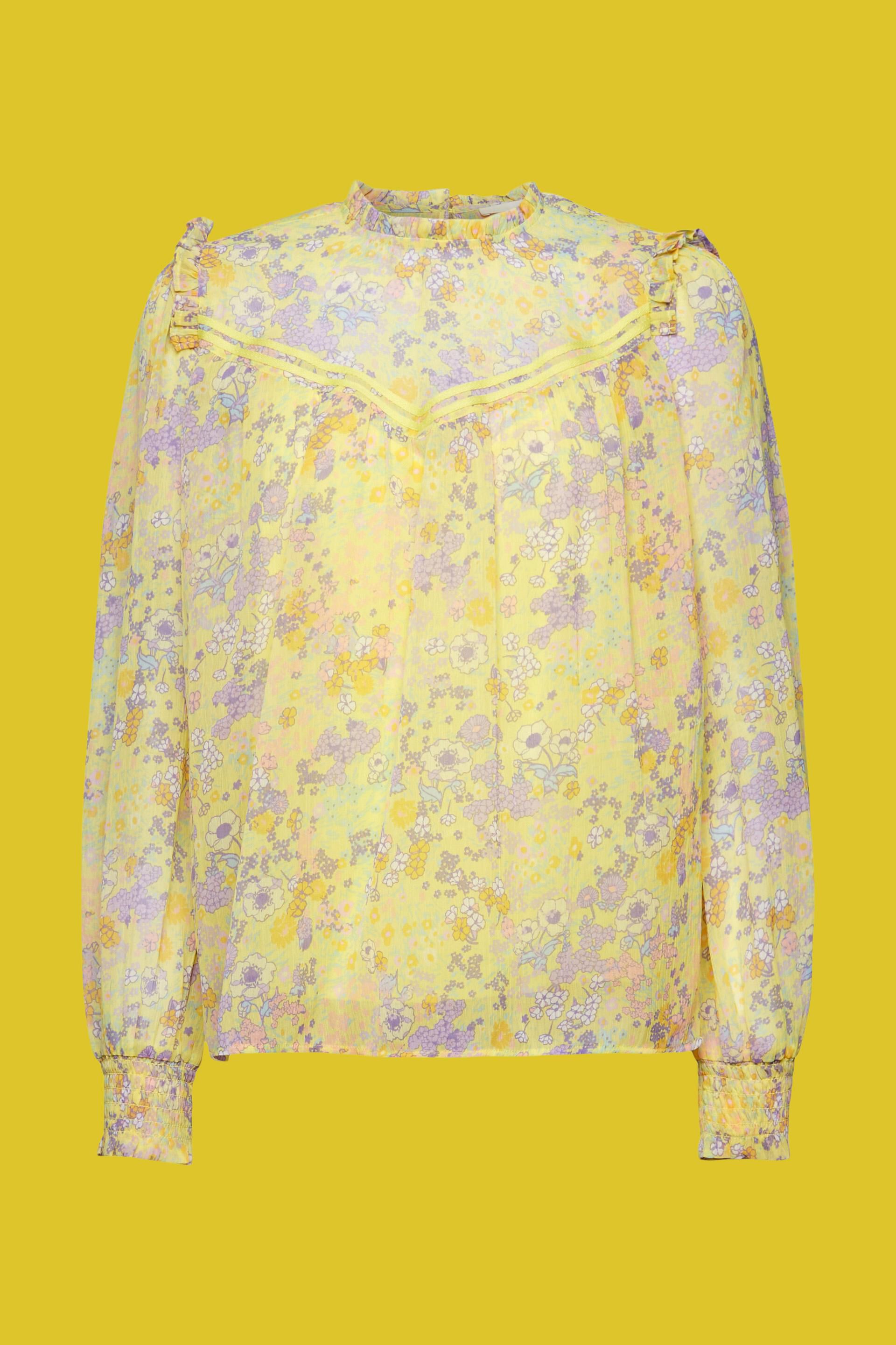 ESPRIT - Blouse en chiffon à fleurs et fronces at our online shop